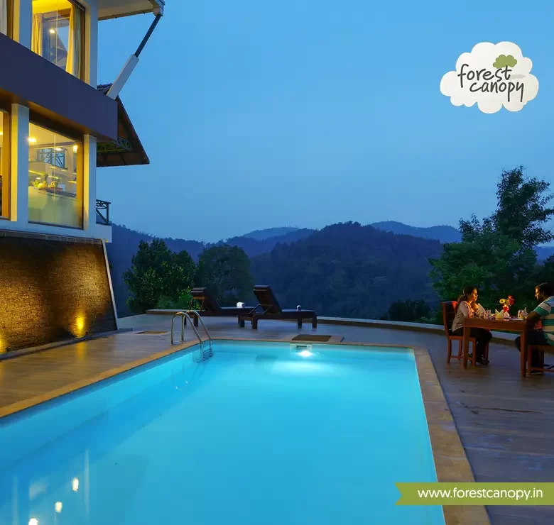 Swimming pool of Forest Canopy resort, Thekkady