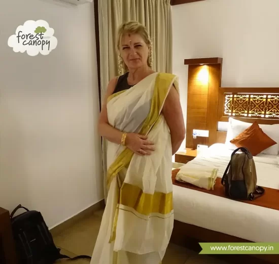 Foreign guest with traditional onam dress