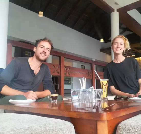 Happy Foreign guest taking break fast