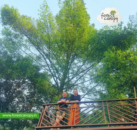 Foreign guest in forest canopy hotel Kerala